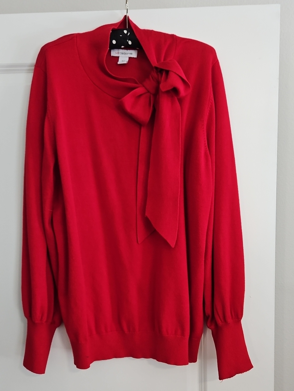 Liz Claiborne Red Bow-Tie Crewneck Sweater